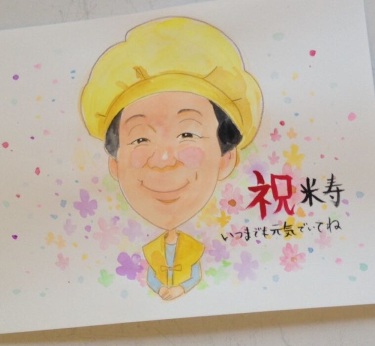 長寿祝いの似顔絵が完成するまで