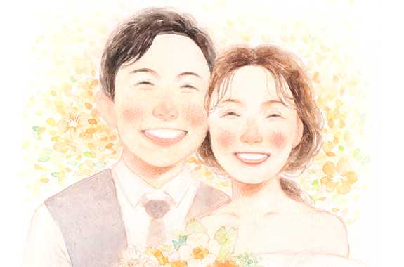 両親の結婚記念日に やさしい似顔絵バードフル