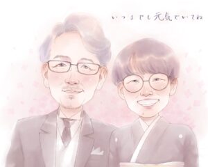 結婚式両親贈呈似顔絵