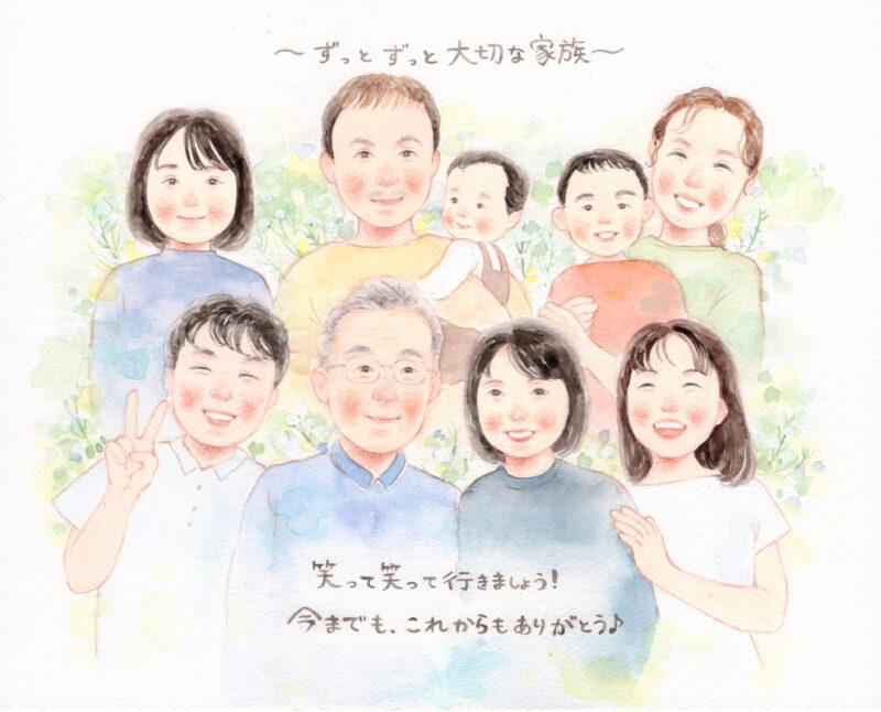 両親贈呈 家族の似顔絵