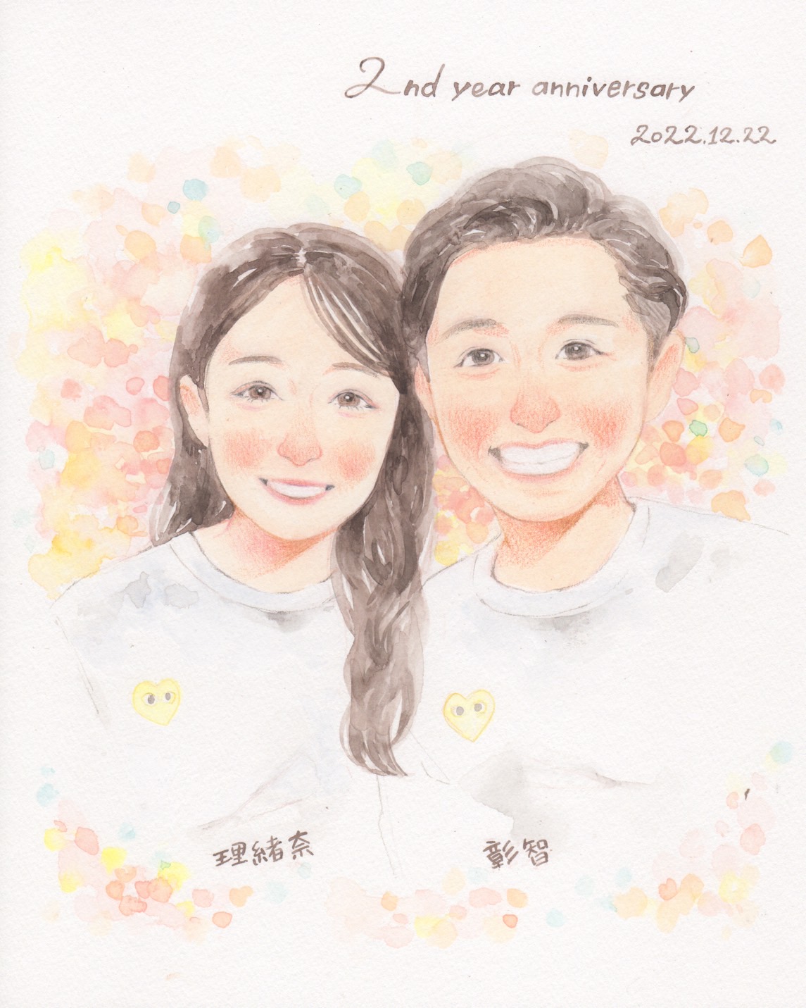 記念日似顔絵プレゼント 結婚記念日やカップルの1年記念に可愛い