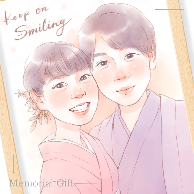 カップル　恋人　思い出の似顔絵