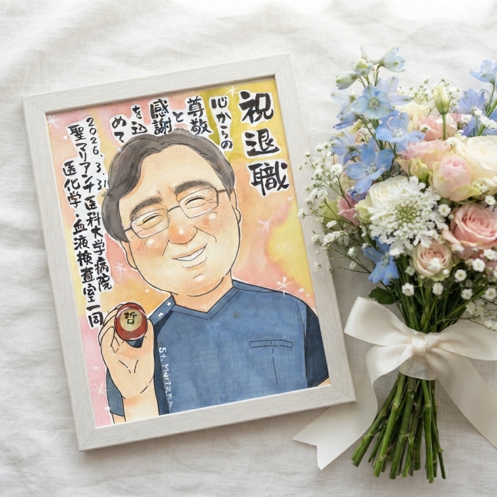 退職・異動送別記念の似顔絵