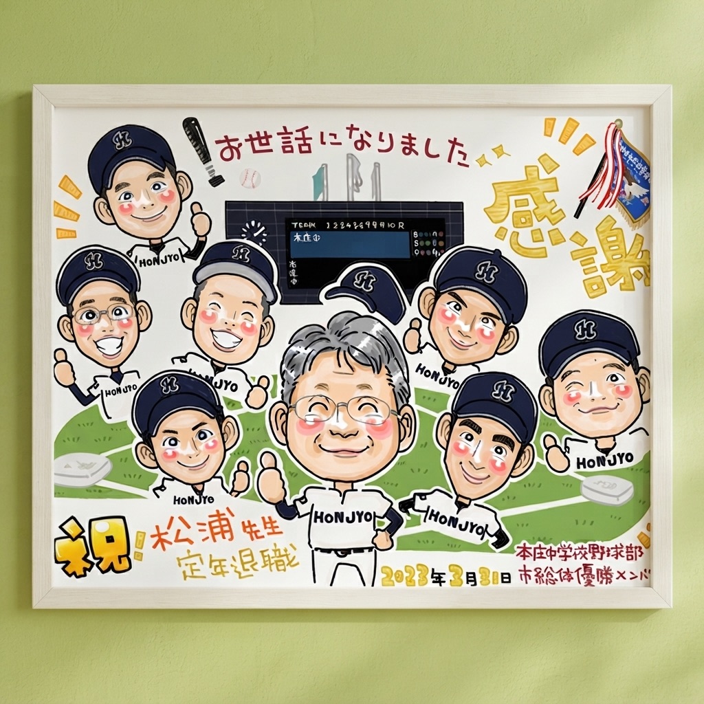 退職・異動送別記念の似顔絵