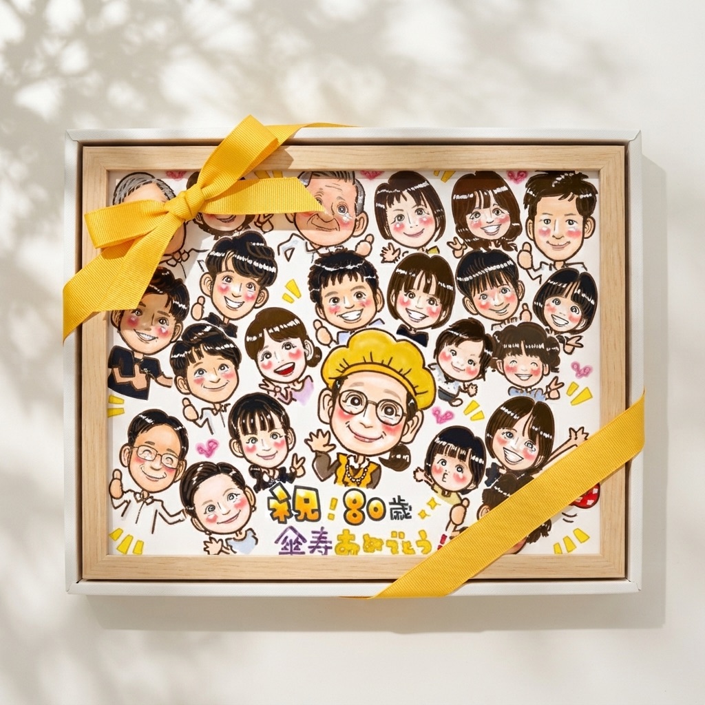 傘寿祝いの似顔絵ギフト