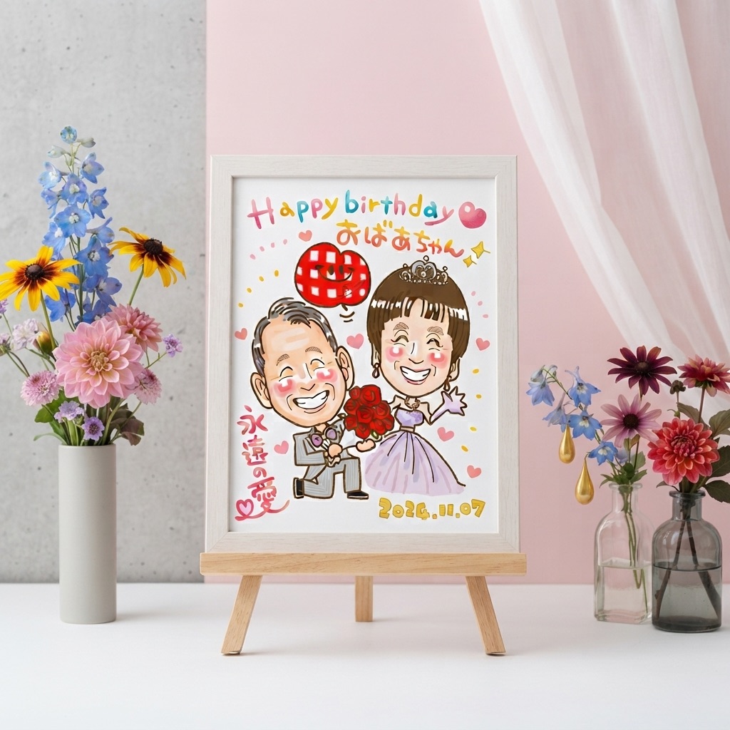 誕生日プレゼントの似顔絵