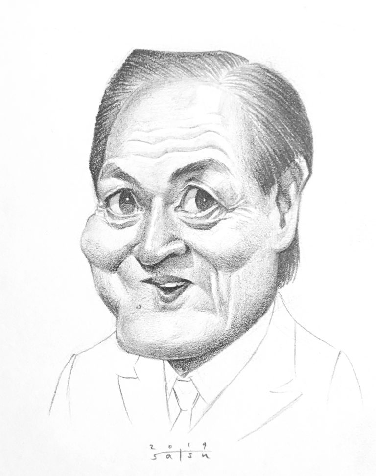 退職祝いの鉛筆画似顔絵