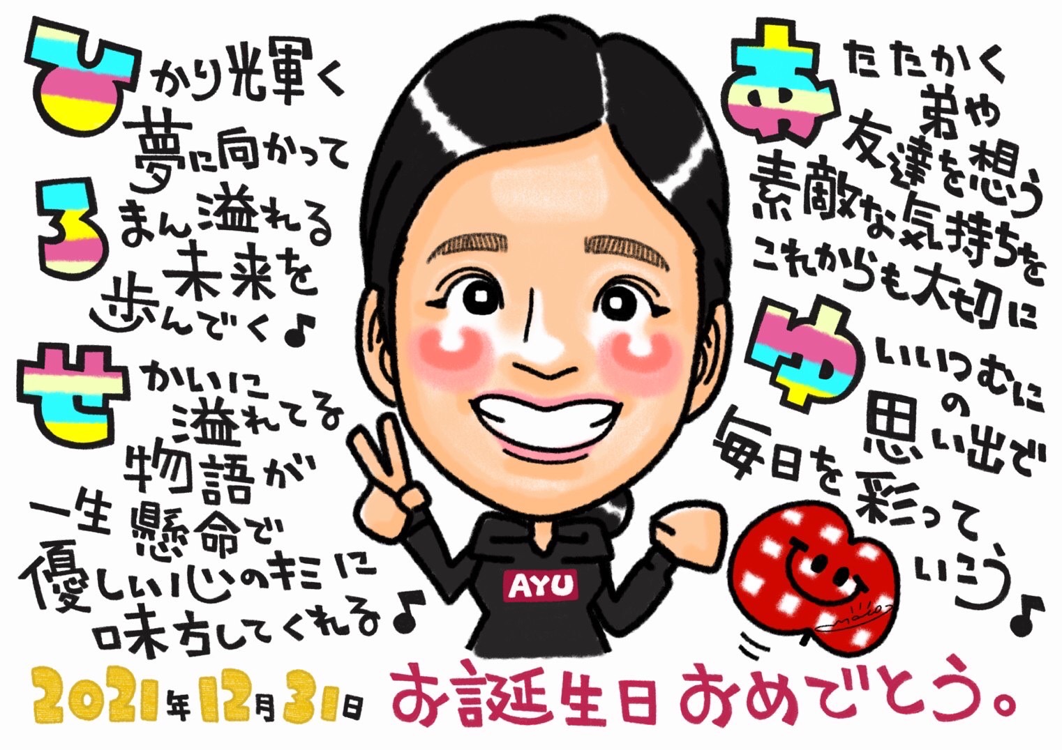 名前ポエム入り 気持ちを届ける誕生日プレゼント似顔絵 かわいい似顔絵名前ポエム