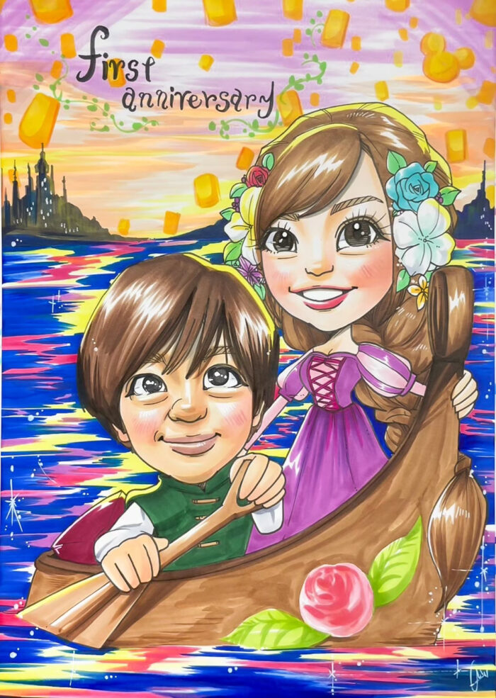 記念日,周年記念 恋人 カップル 結婚記念日 家族 子供 夫婦 サプライズ 記念品 似顔絵 アニメ コスチューム かわいい似顔絵 ハッピーエンジェル