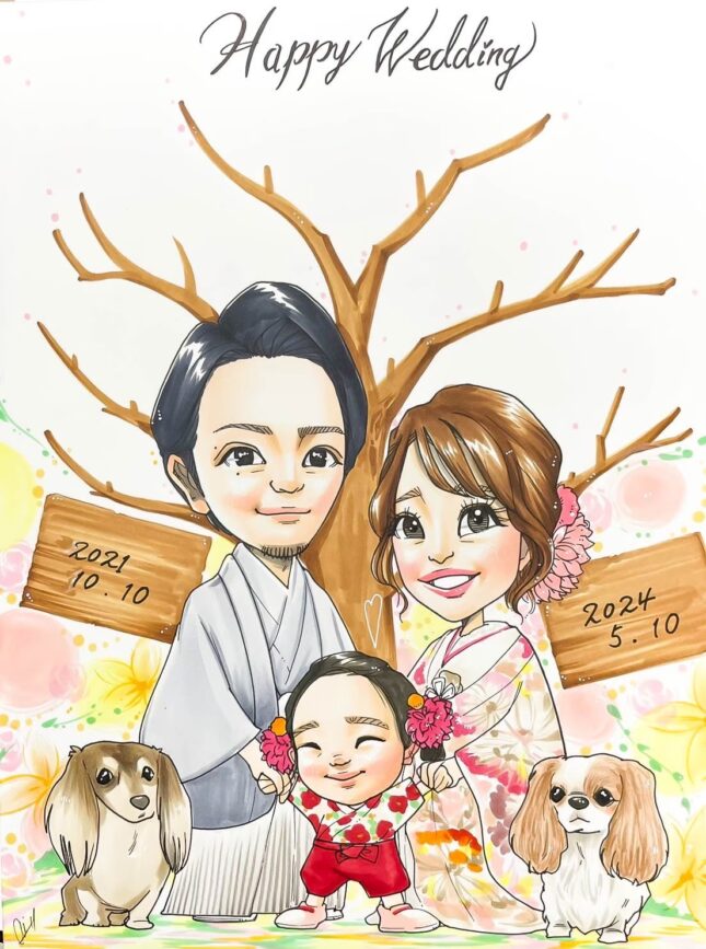 結婚式,準備,プレ花嫁,ウェルカムボード,結婚の記念,新郎新婦,結婚祝い,似顔絵,アイテム,ウェディングツリー,ウェルカムツリー,新郎新婦,ゲスト参加型,結婚証明書,似顔絵,ハッピーエンジェル
