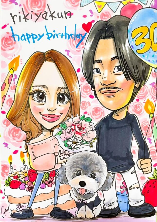 誕生日プレゼント,恋人,家族,妻,夫,子供,記念品,サプライズ,似顔絵,かわいい似顔絵,ハッピーエンジェル