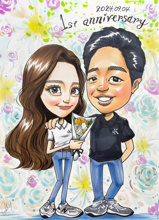 1年記念日,周年記念 恋人 カップル 結婚記念日 家族 子供 夫婦 サプライズ 記念品 似顔絵 アニメ コスチューム かわいい似顔絵 ハッピーエンジェル