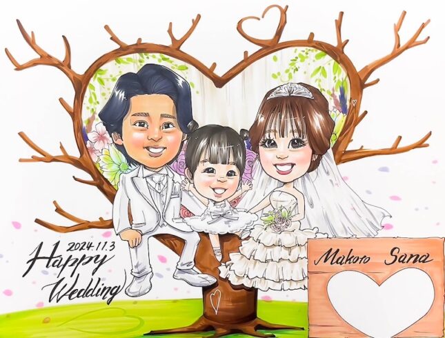 結婚式,準備,プレ花嫁,ウェルカムボード,結婚の記念,新郎新婦,結婚祝い,似顔絵,アイテム,ウェディングツリー,ウェルカムツリー,新郎新婦,ゲスト参加型,結婚証明書,似顔絵,ハッピーエンジェル