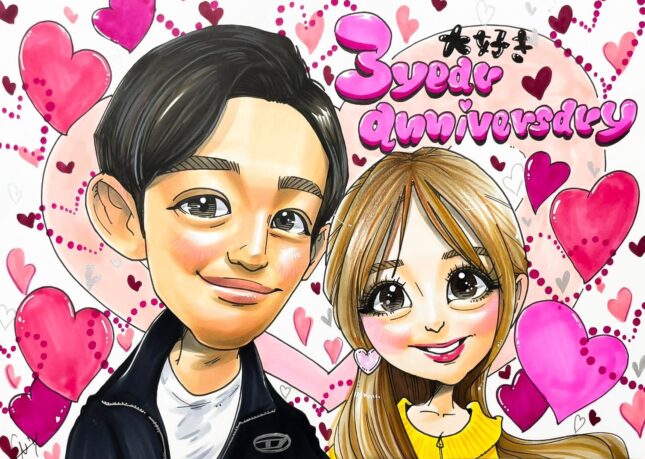 3年記念日,周年記念 恋人 カップル 結婚記念日 家族 子供 夫婦 サプライズ 記念品 似顔絵 アニメ コスチューム かわいい似顔絵 ハッピーエンジェル