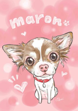 愛犬マロン　ピンクのイラストデザイン
