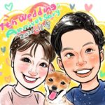 ペットと一緒の似顔絵