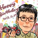 バイク　似顔絵イラスト