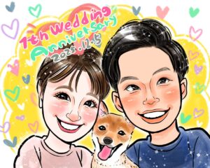 カップルの似顔絵プレゼント 記念日や誕生日に