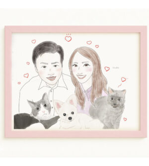 ペットと一緒似顔絵