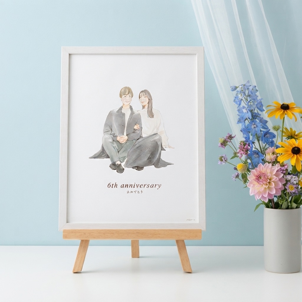 結婚記念日の似顔絵