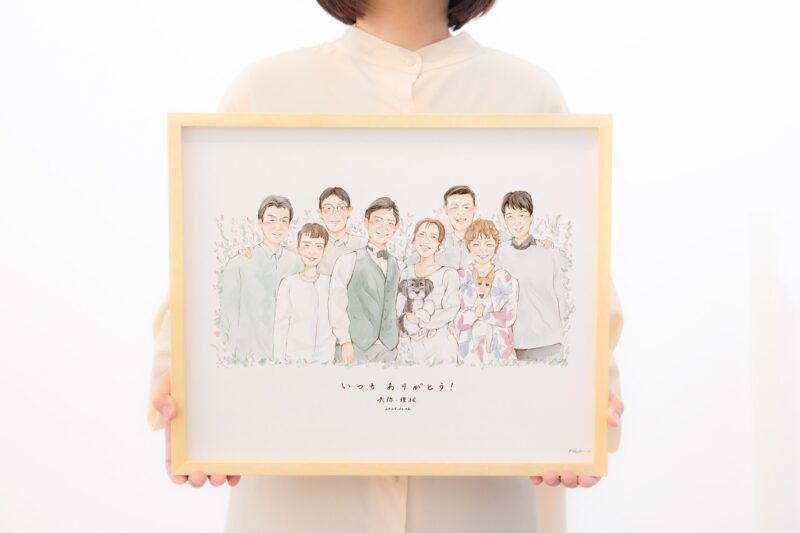 XLサイズの額縁に入った似顔絵